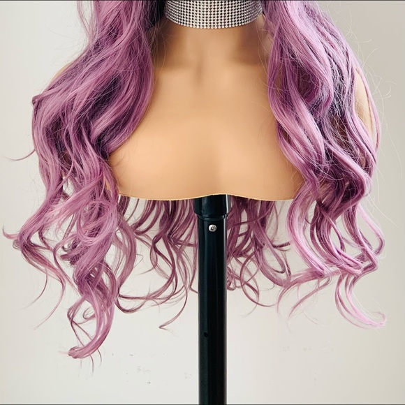 Versatile Plum Color 4x4 Lace Front Heat Safe Synthetic Wig - Picture 2 of 15
